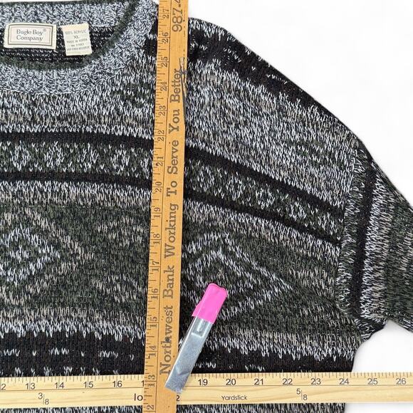 Bugle Boy Vintage Sweater Geo Stripe Y2K 80s 90s Grunge Grandpa Cabincore XL - Picture 7 of 7